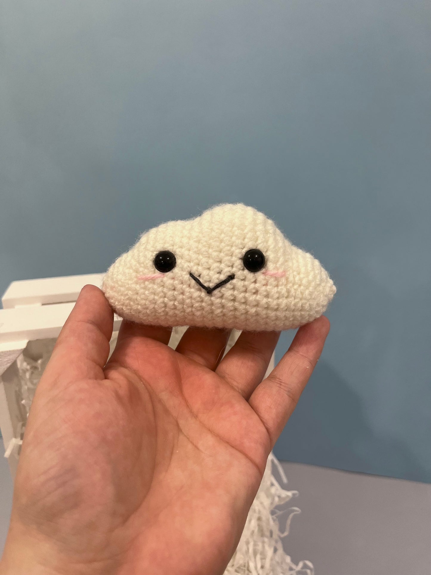 Crochet Mini Cloud Plushie Finished Product