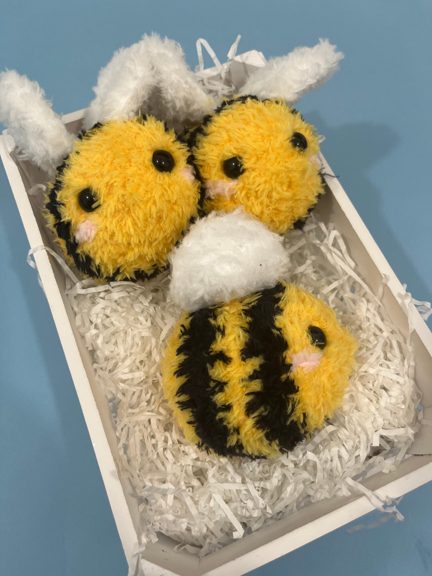 Crochet Mini fluffy Bee Plushie - Stress Buddy - Desk Pet