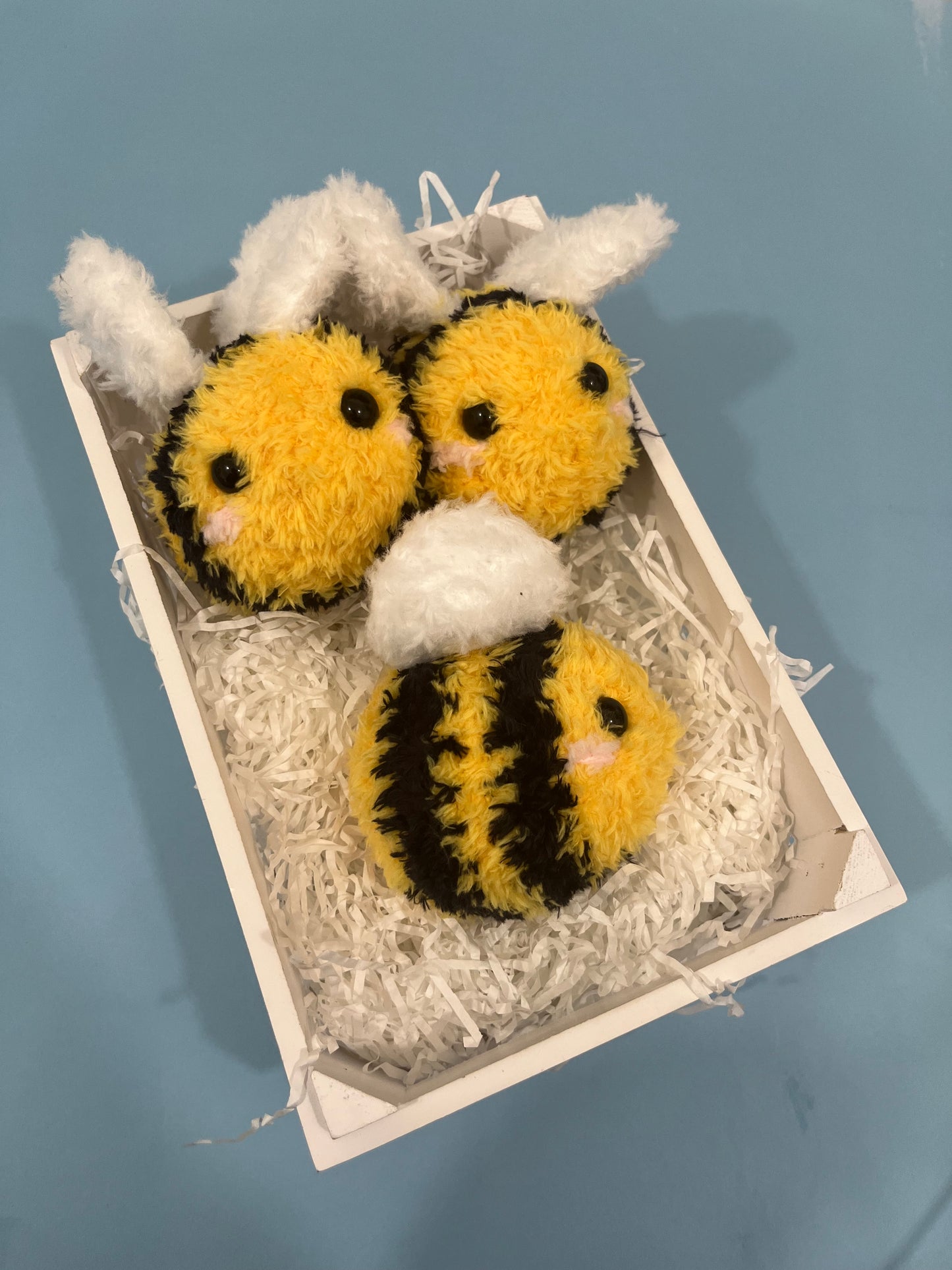Crochet Mini fluffy Bee Plushie - Stress Buddy - Desk Pet