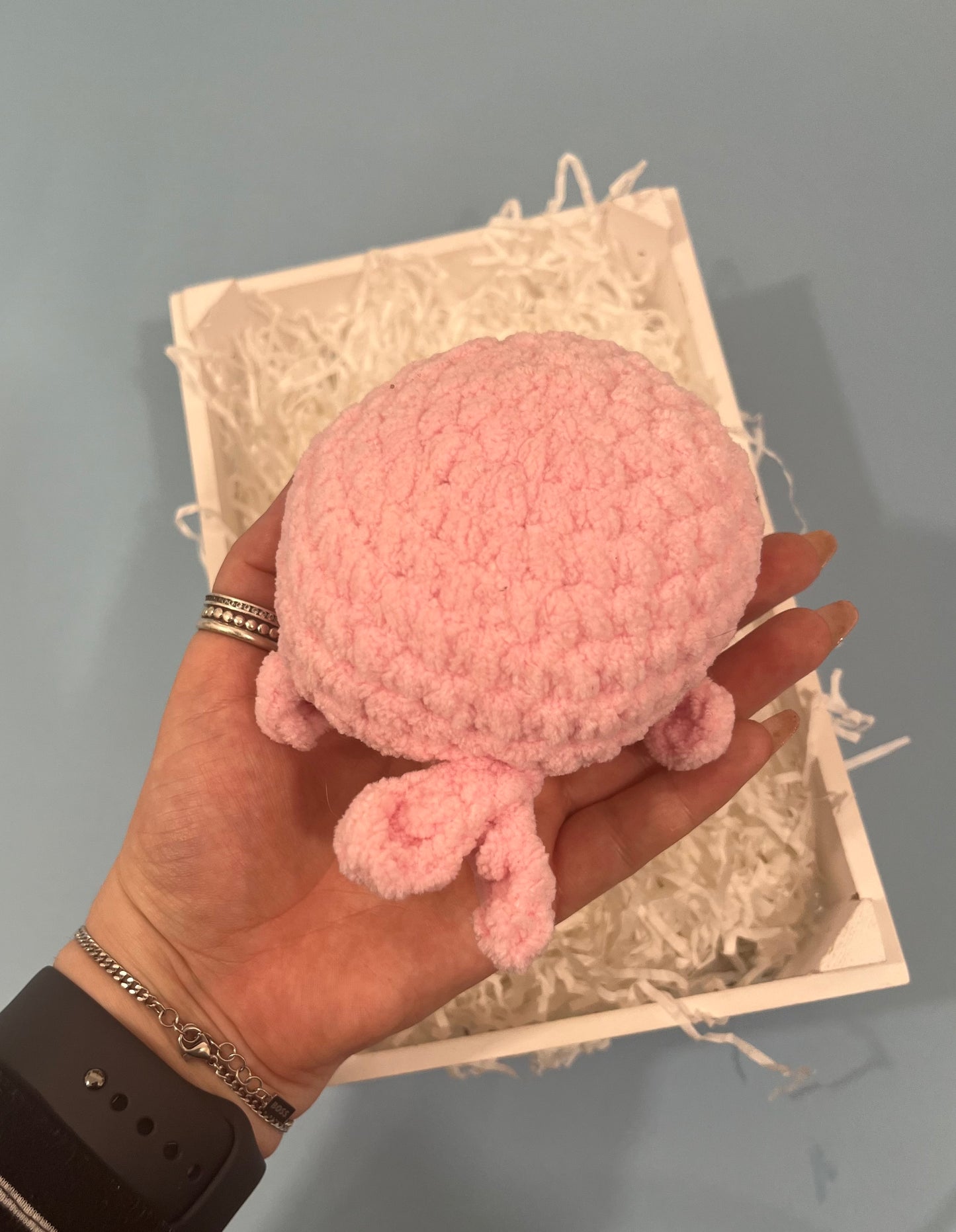 Squishy Chubby Pink Whale - Crochet Plushie Cuddly Toy