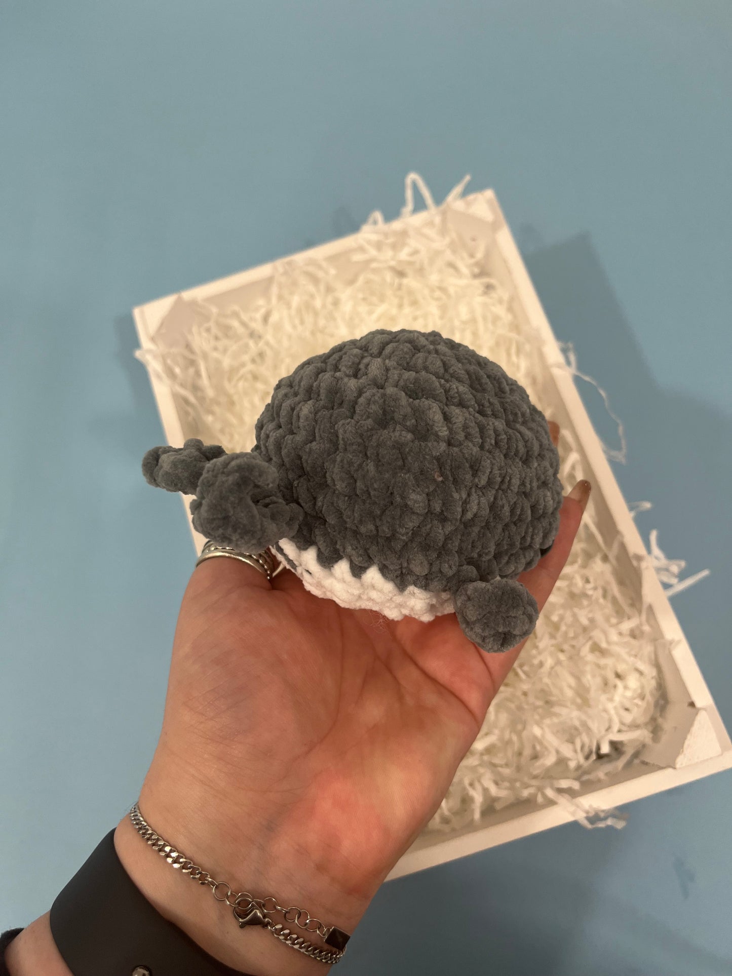 Squishy Chubby Grey Whale - Crochet Plushie Cuddly Toy