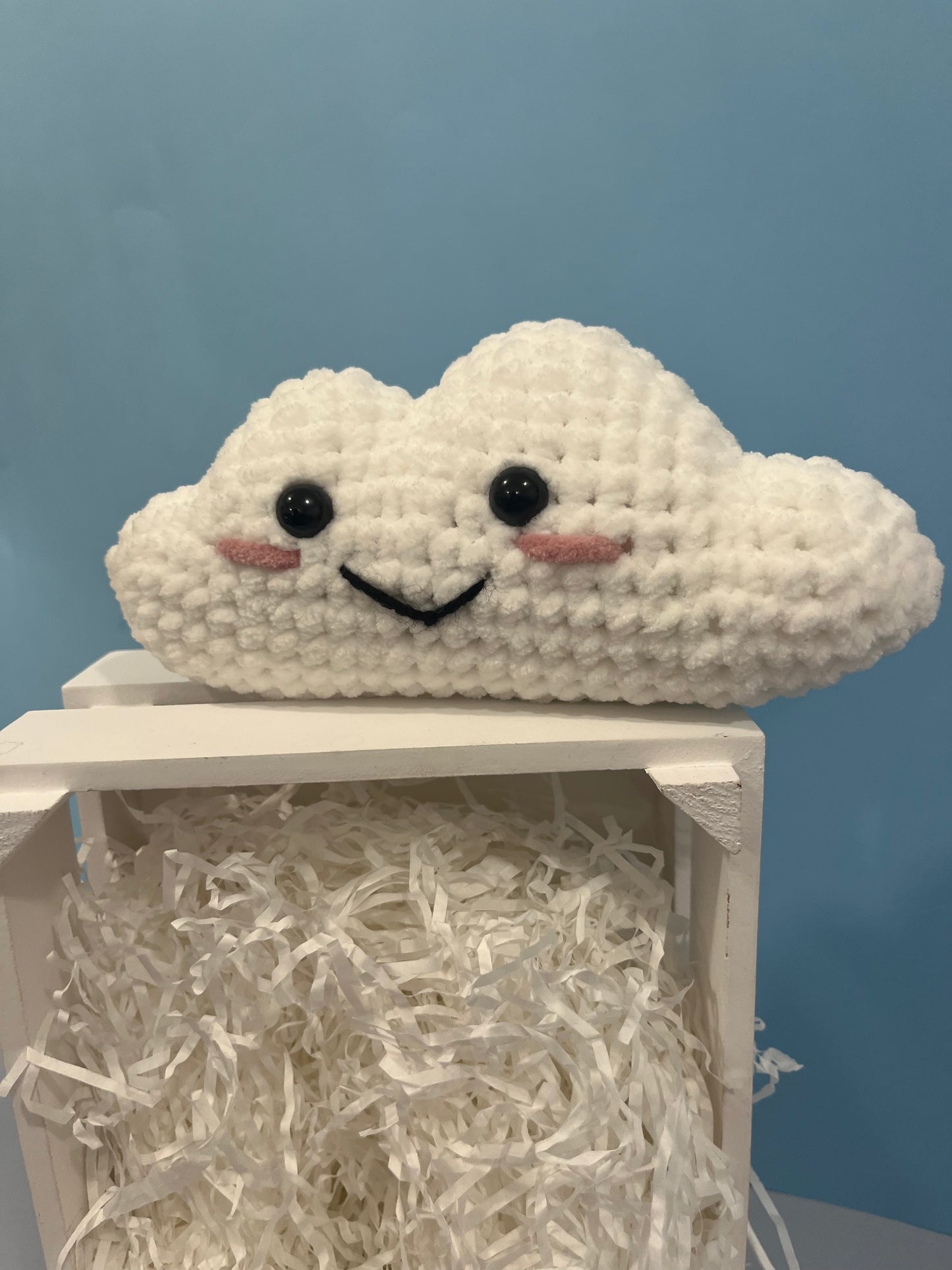 Crochet Cloud Plushie Finished Product