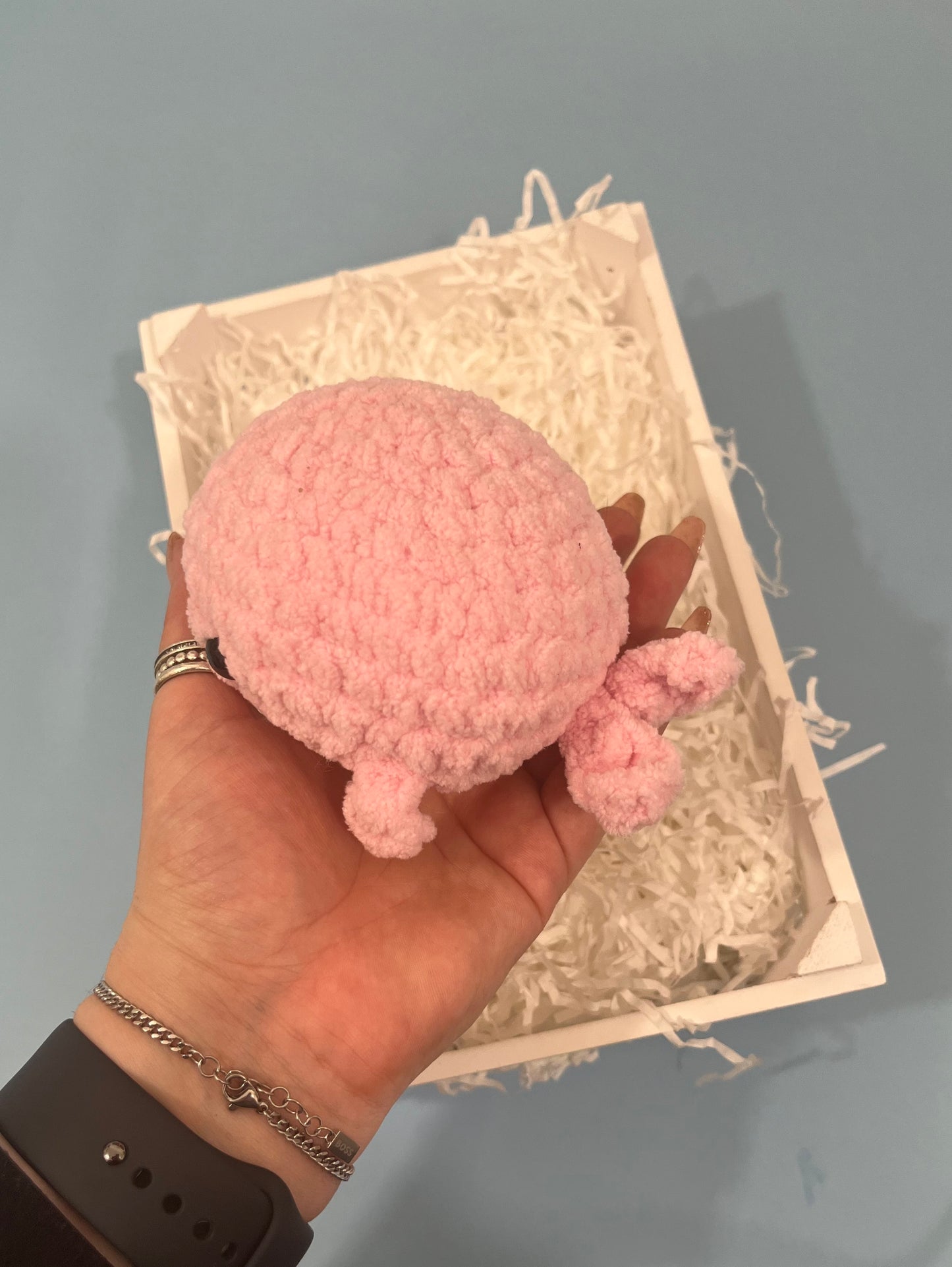 Squishy Chubby Pink Whale - Crochet Plushie Cuddly Toy