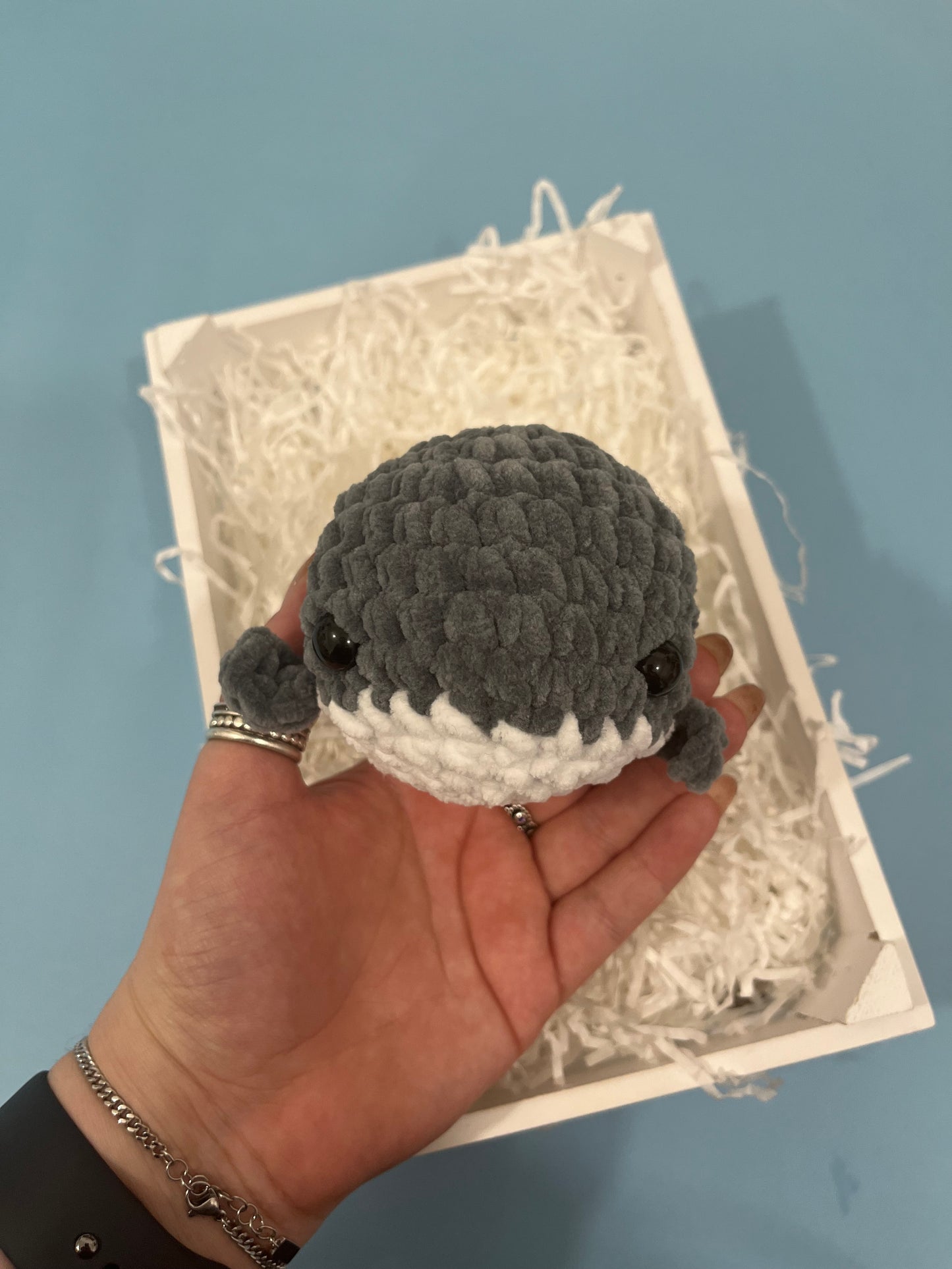 Squishy Chubby Grey Whale - Crochet Plushie Cuddly Toy