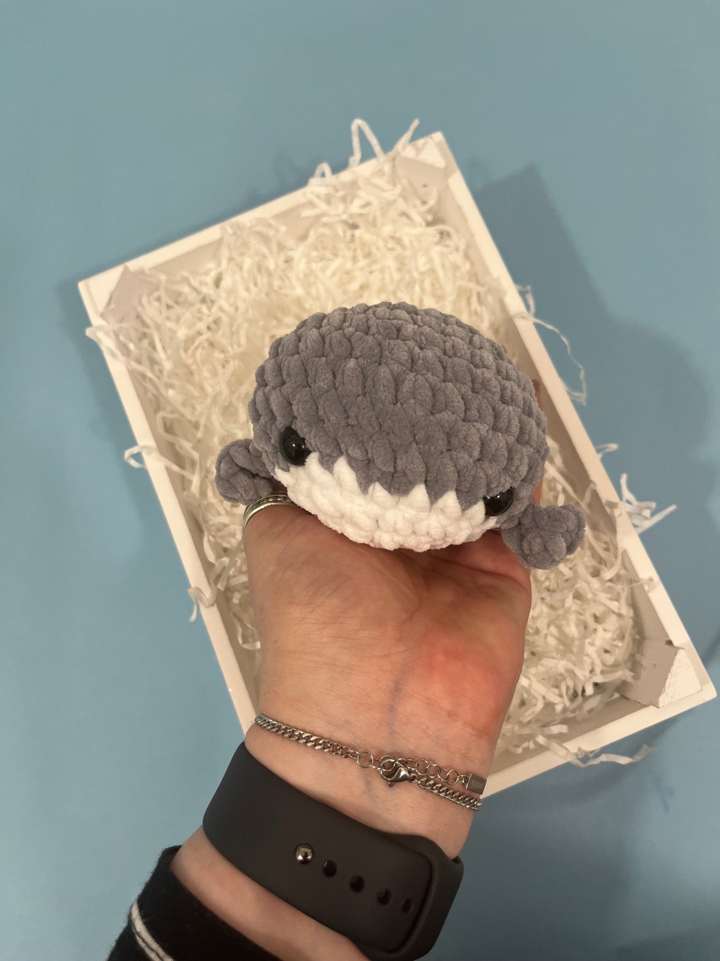 Squishy Chubby Grey Whale - Crochet Plushie Cuddly Toy