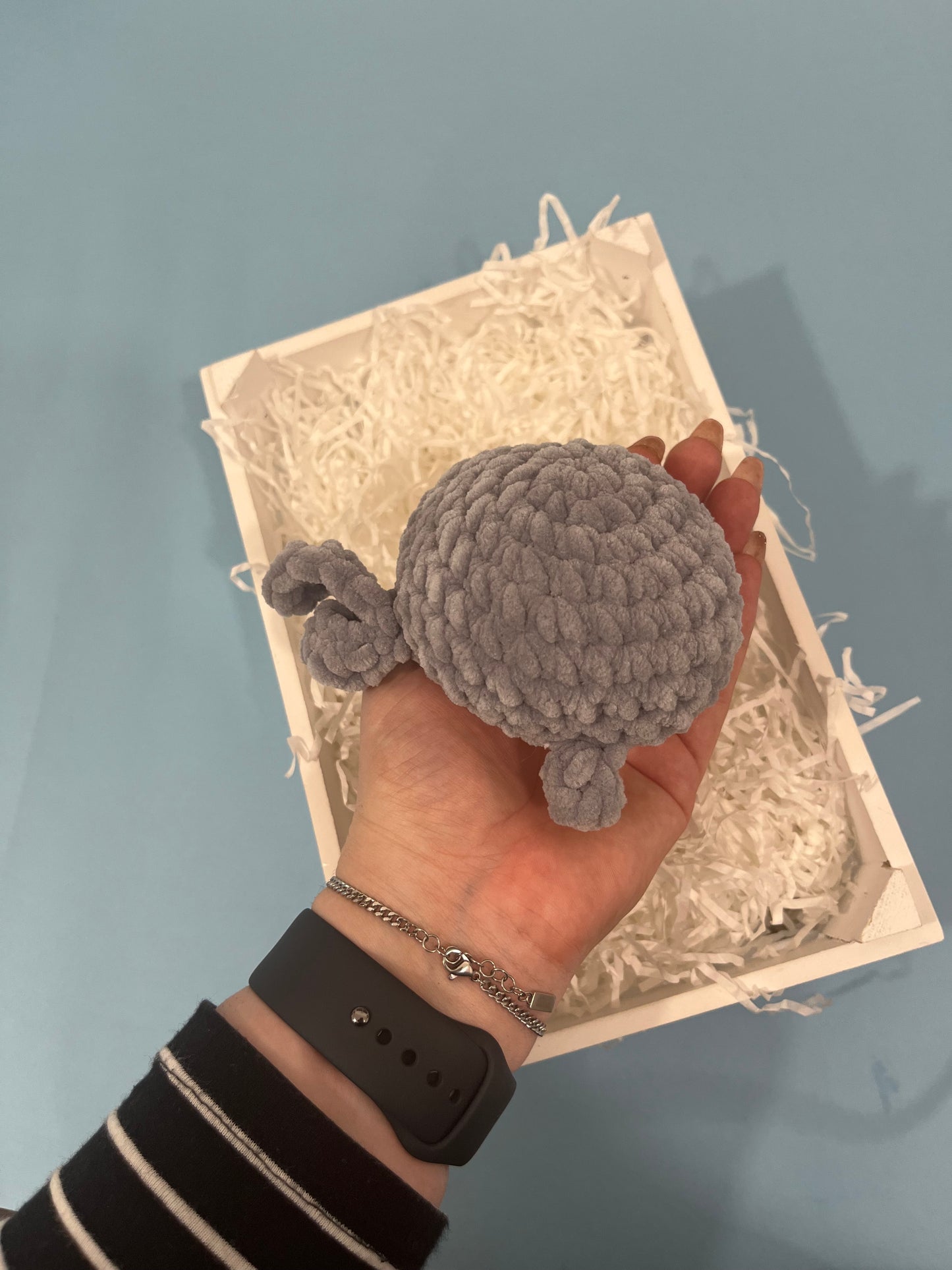 Squishy Chubby Grey Whale - Crochet Plushie Cuddly Toy