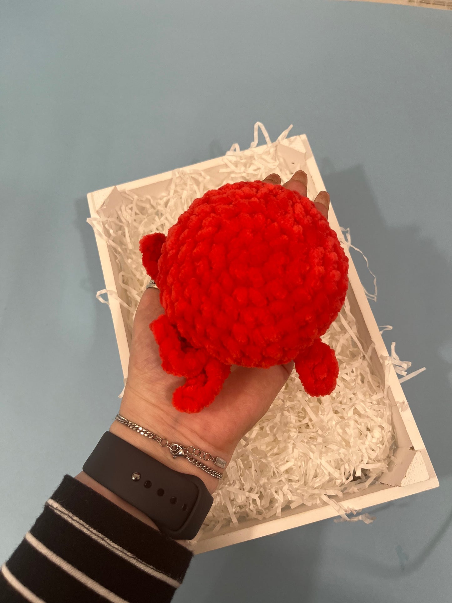 Squishy Chubby Red Whale - Crochet Plushie Cuddly Toy