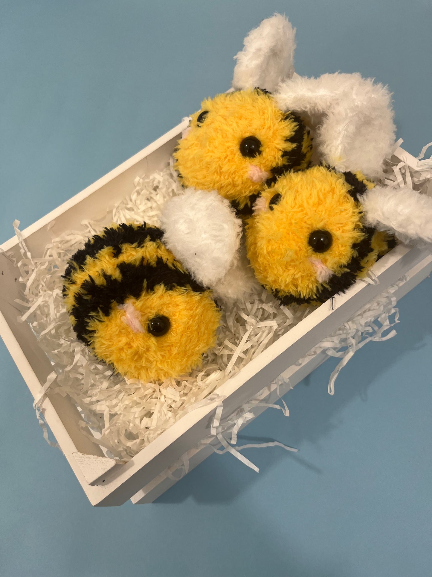 Crochet Mini fluffy Bee Plushie - Stress Buddy - Desk Pet