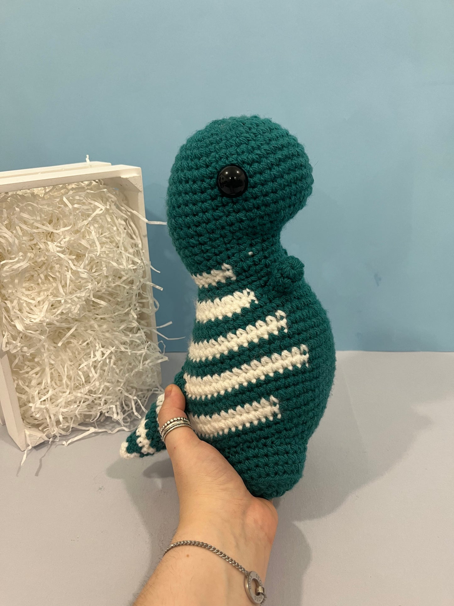 Crochet Teal Jumbo Timmy T-Rex Plush Toy