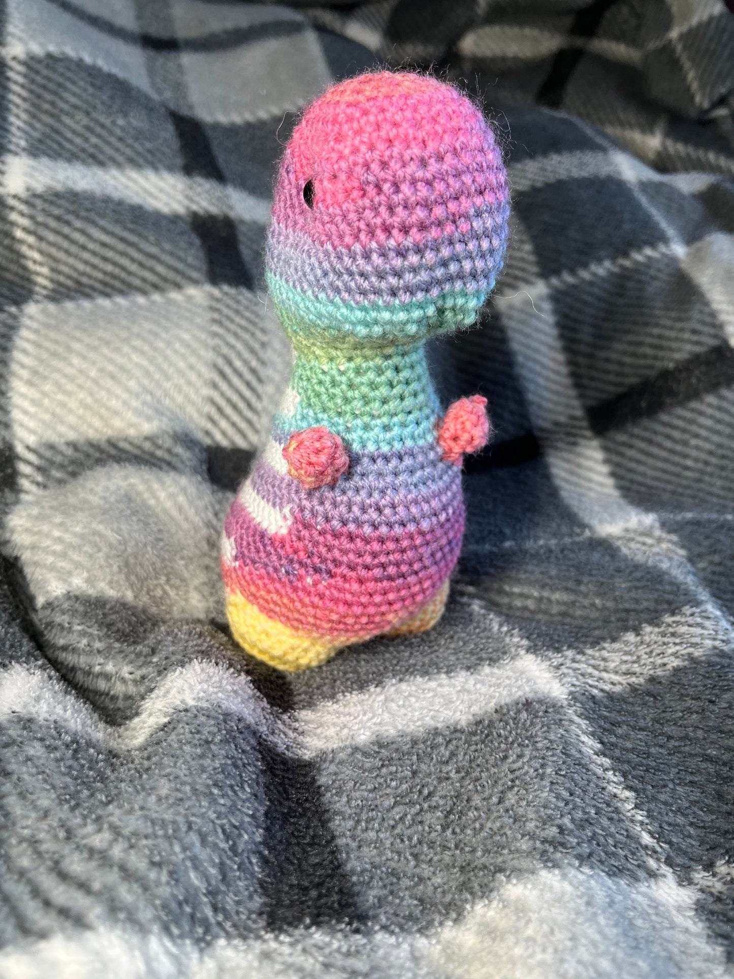 Rainbow Timmy the T-Rex Crochet Plushie Cuddly Toy