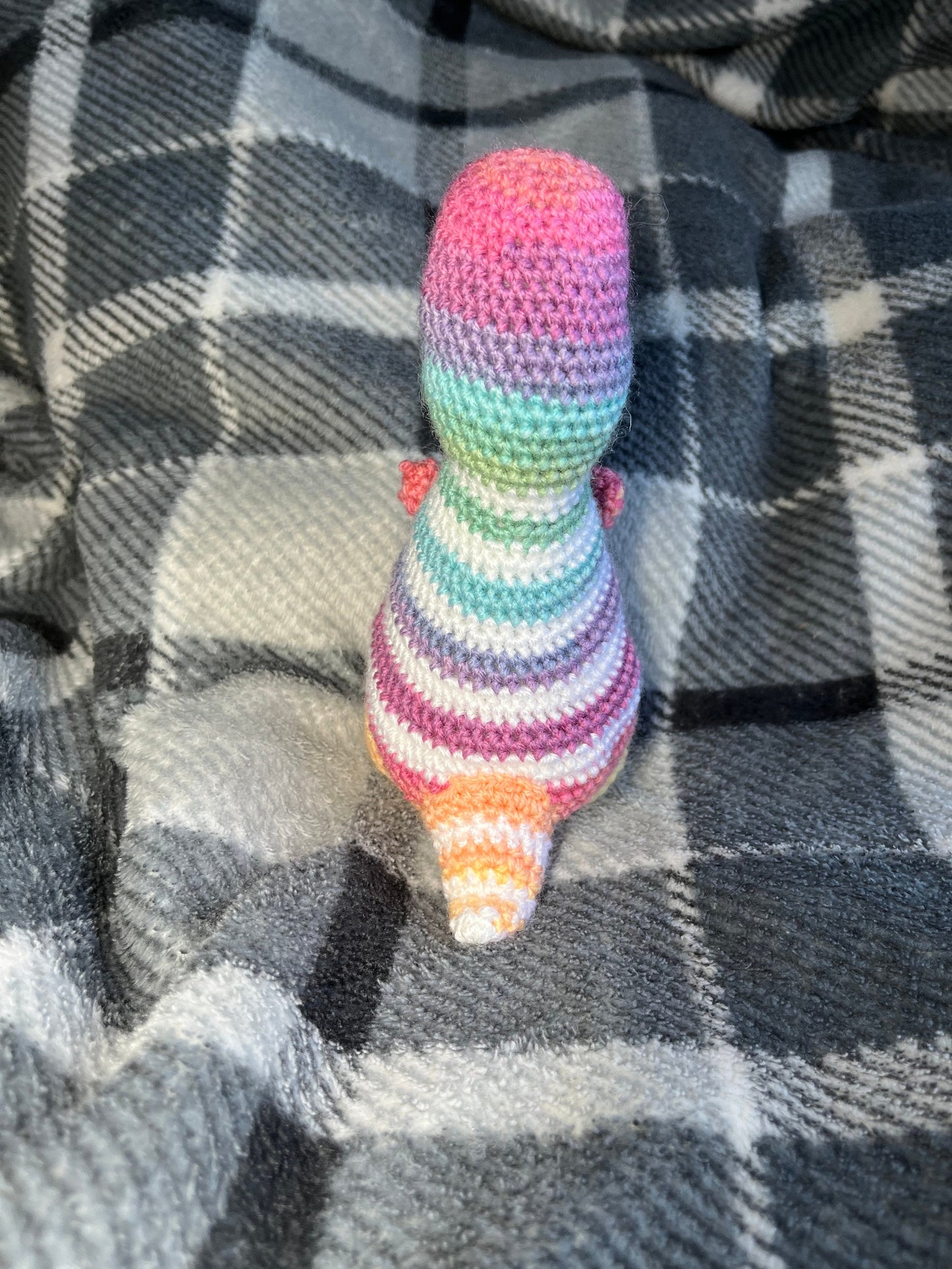 Rainbow Timmy the T-Rex Crochet Plushie Cuddly Toy