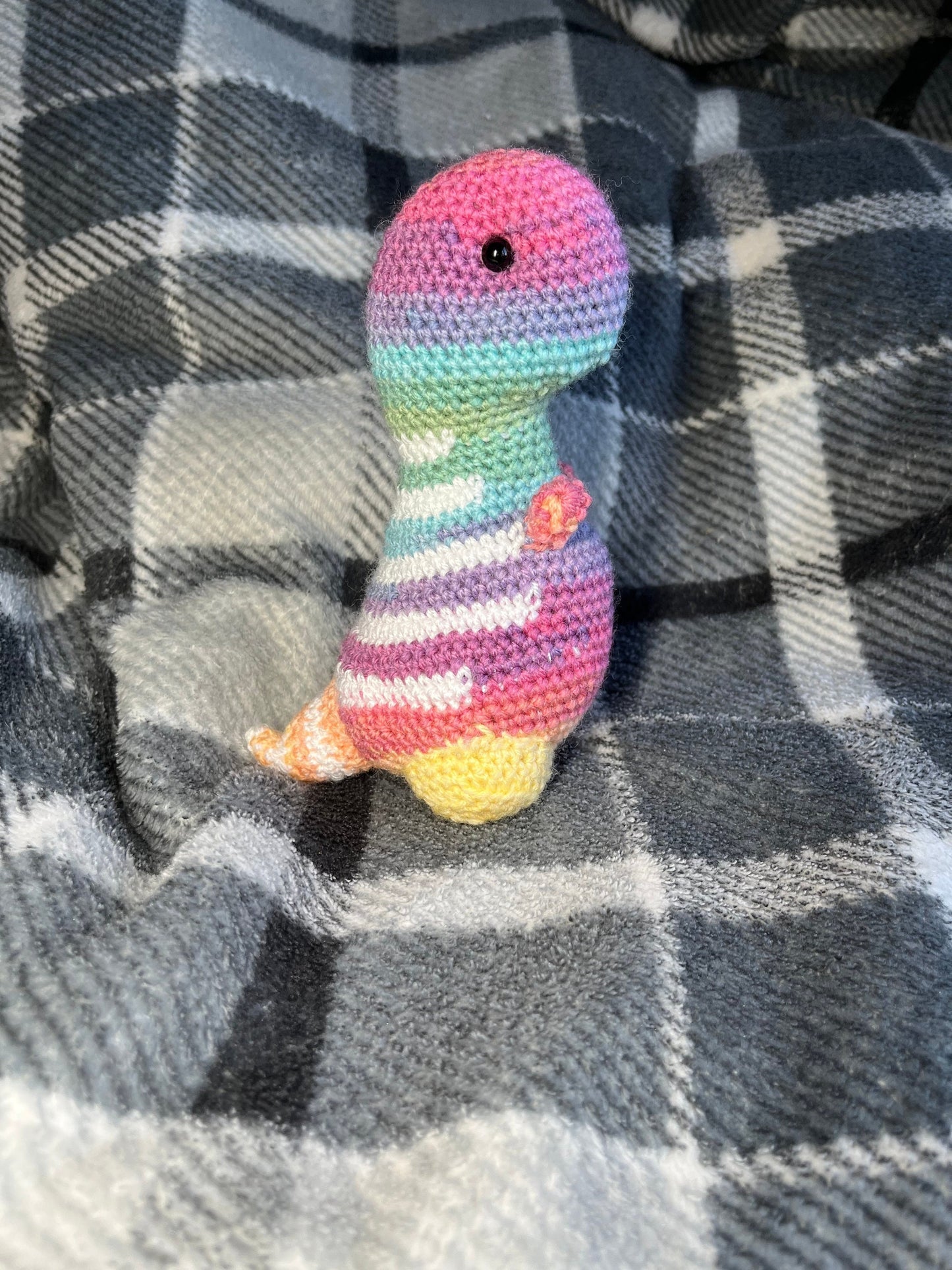 Rainbow Timmy the T-Rex Crochet Plushie Cuddly Toy