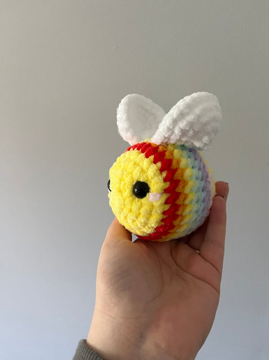 Crochet Rainbow Bee Plushie