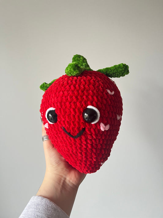 Crochet Jumbo Strawberry Plushie