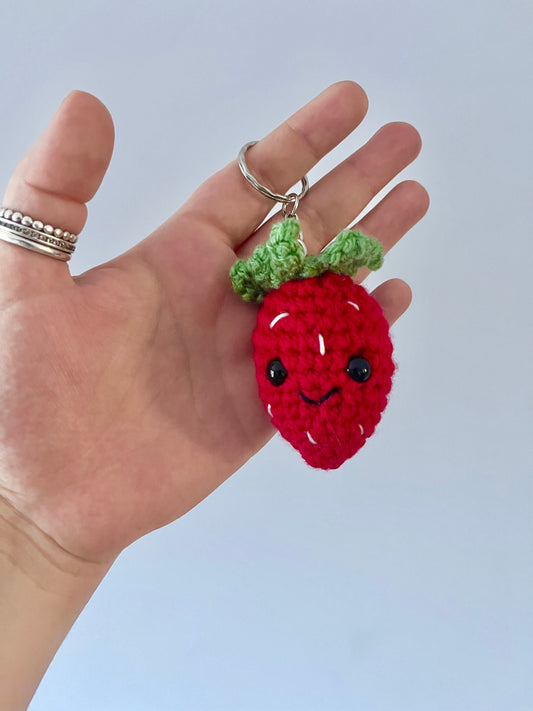 Crochet Strawberry Keyring