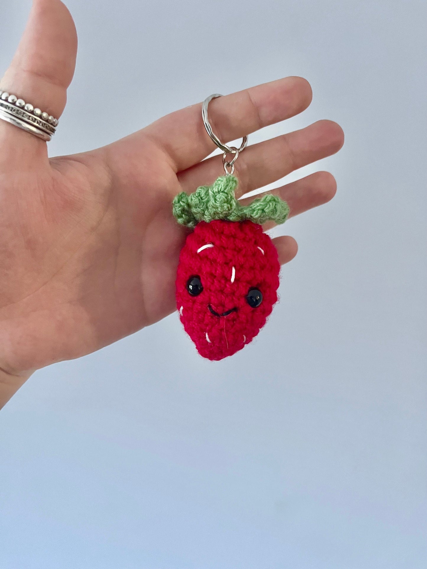 Crochet Strawberry Keyring