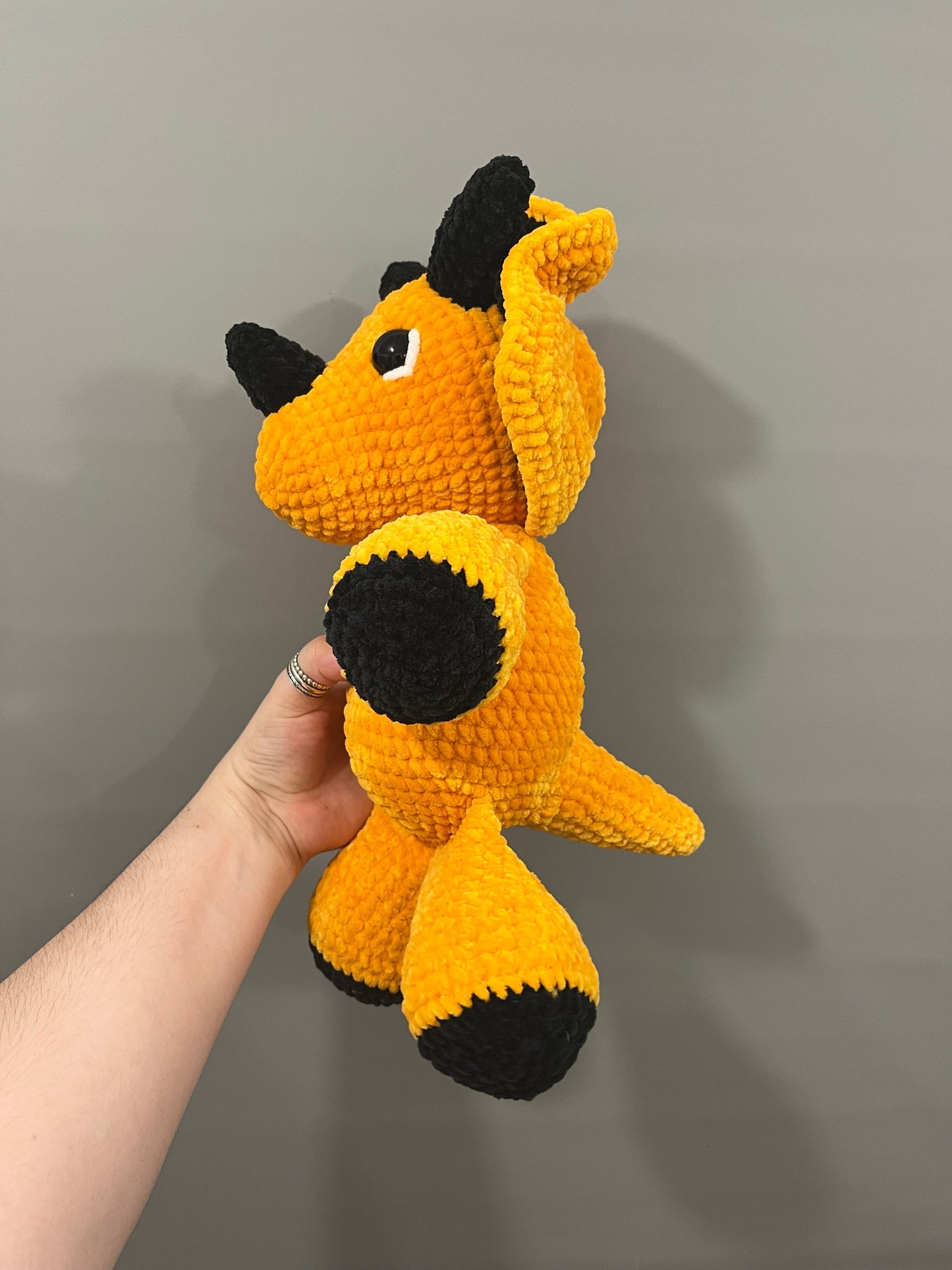 Large Crochet Limited Edition Halloween Orange and Black Triceratops Plushie