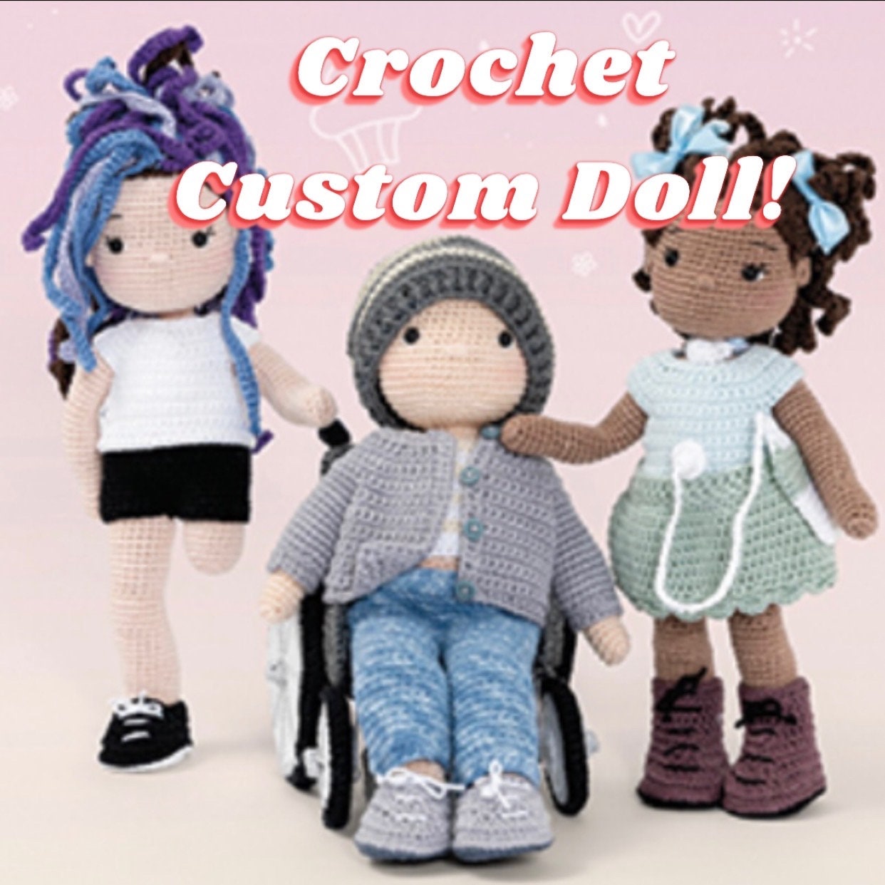 Custom Personalised Crochet You Doll Plushie Toy