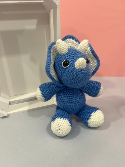 Tanner The Triceratops Crochet Plushie Cuddly Toy