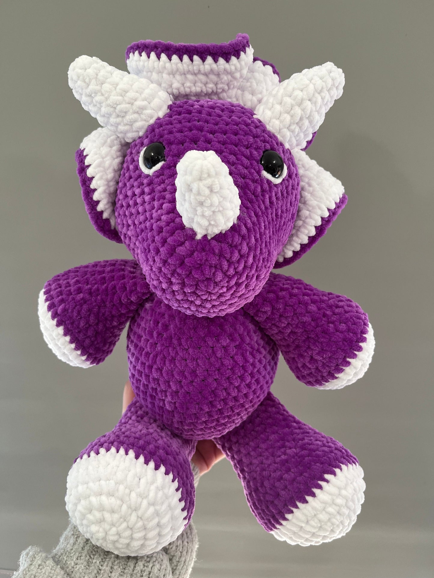 Large Crochet Purple Triceratops Plushie