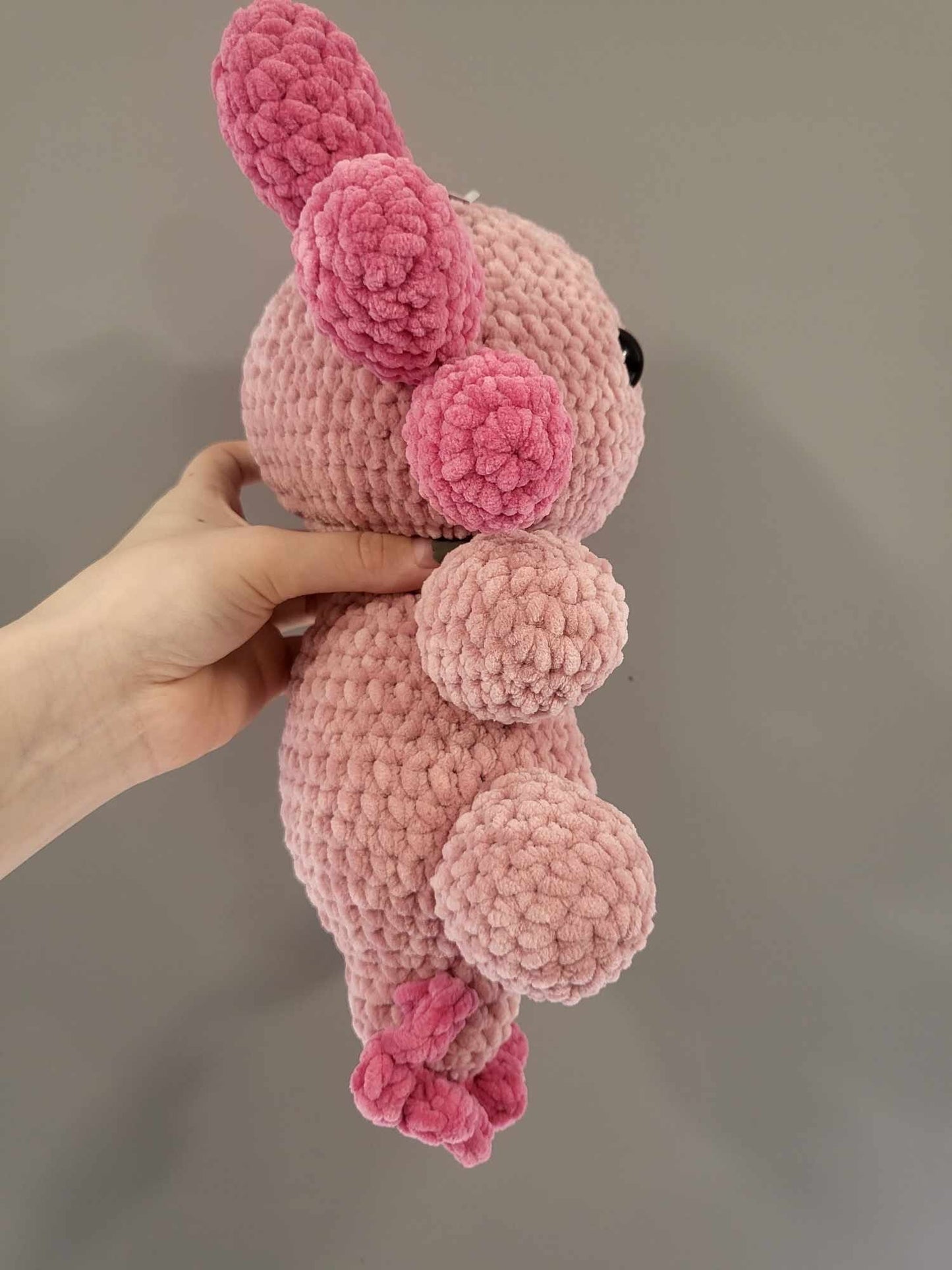 Crochet Custom Colour Jumbo Axolotl Plush Finished Product