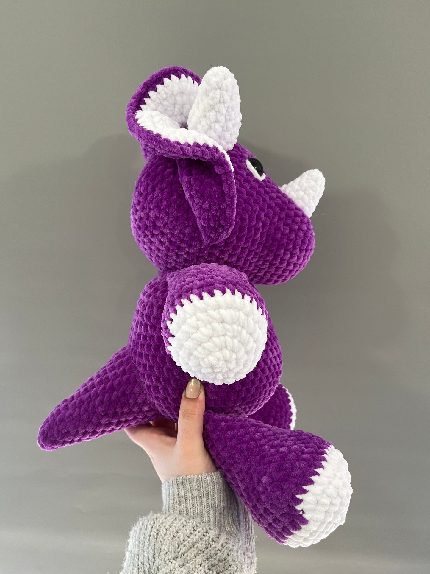 Large Crochet Purple Triceratops Plushie